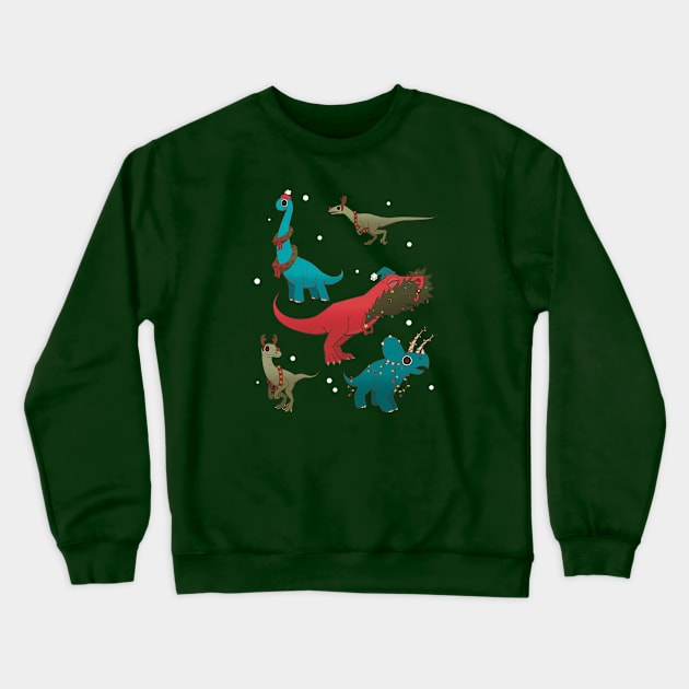 Christmas Holiday Dinosaurs Crewneck Sweatshirt by Bee and Clover Designs